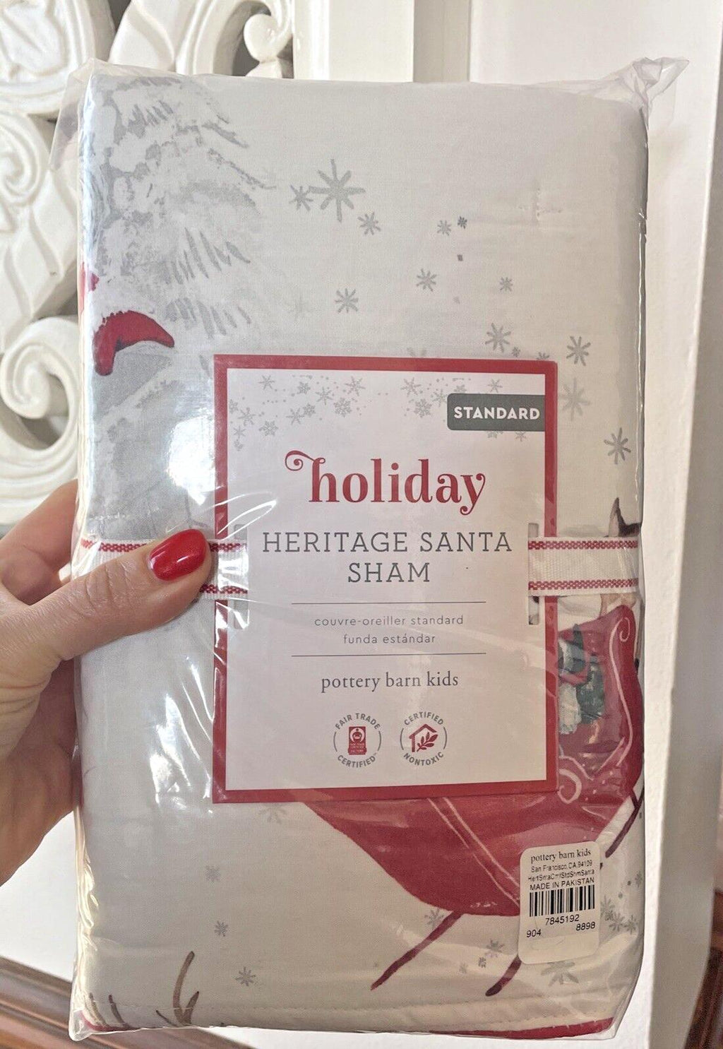 Pottery Barn Christmas Holiday Pillow SHAM Heritage Rudolph Santa Party Disney {