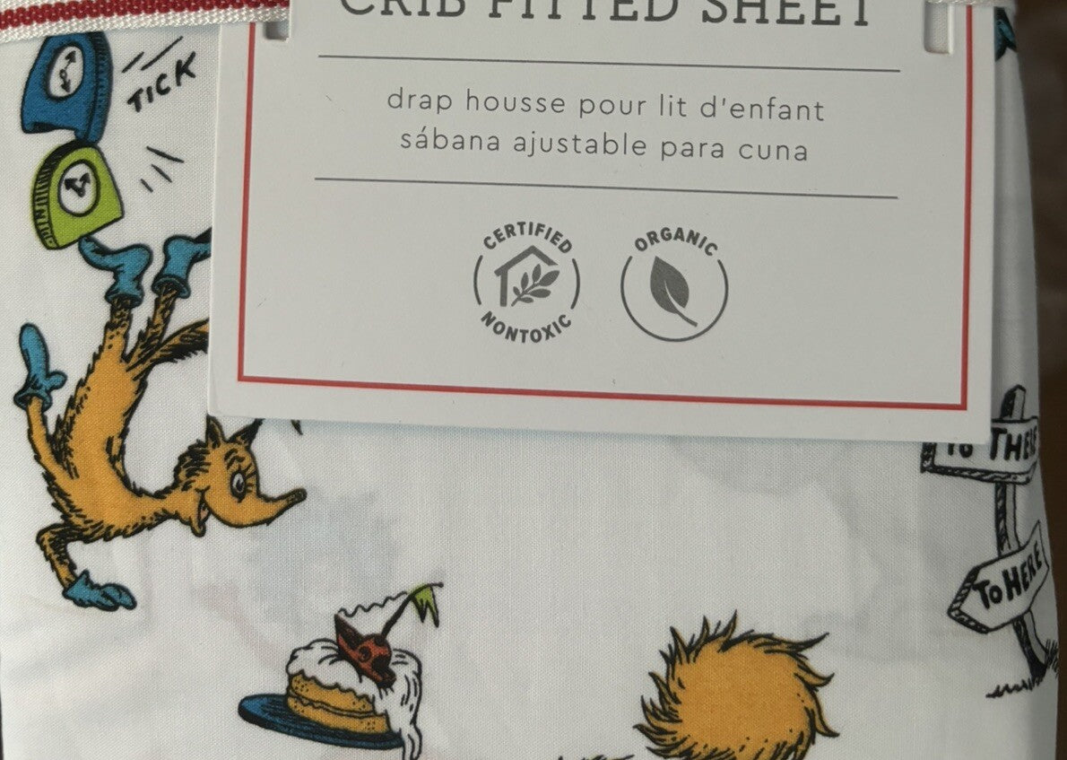 Pottery barn Disney Toddler SHEET baby crib Seuss Holiday Gift school pre-k  q