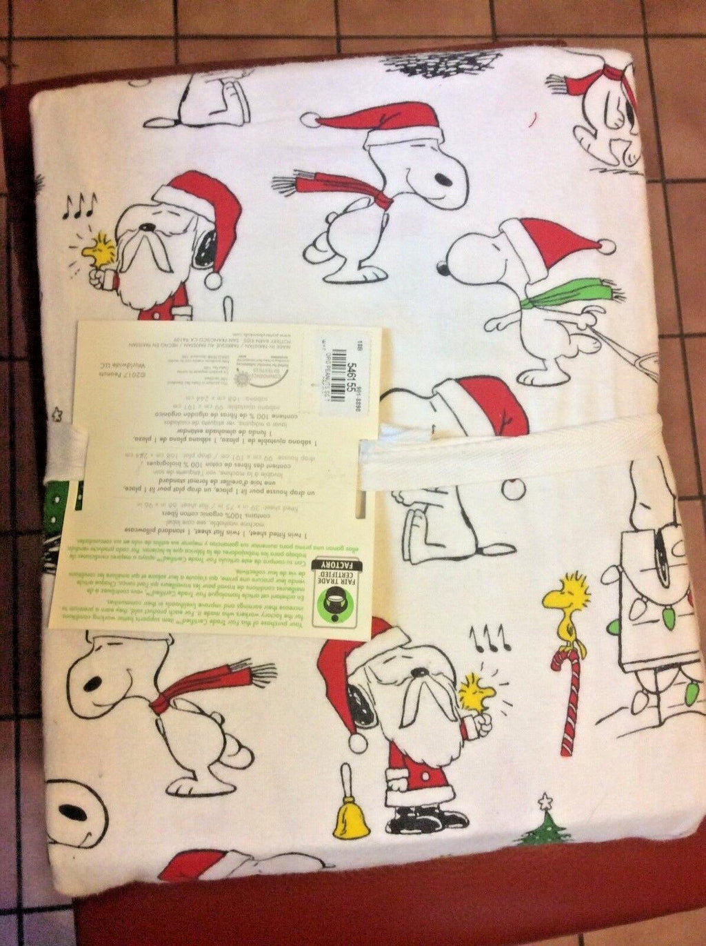 Snoopy Pottery Barn Peanuts Twin Sheet Holiday Party Christmas Charlie Brown ,