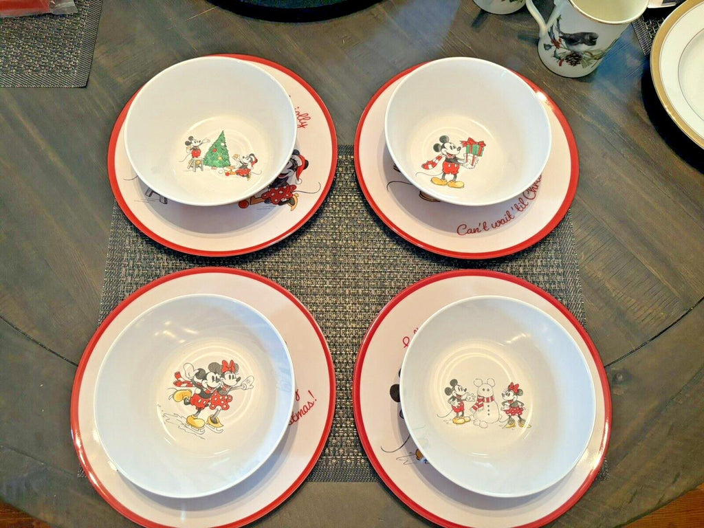 Pottery Barn Holiday Mickey Mouse Dinner Set Plate Disney Christmas party kid 8p