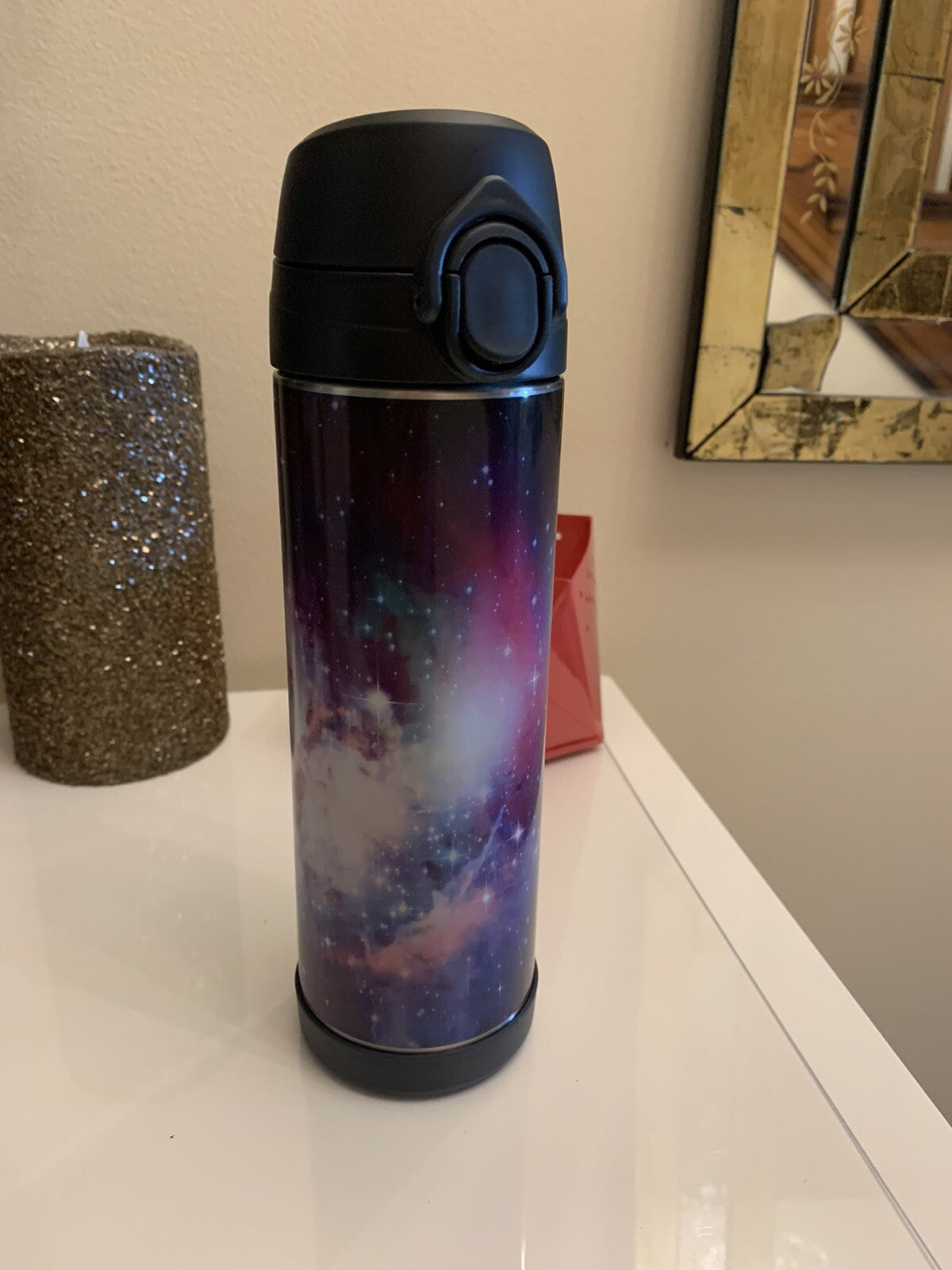 Pottery barn Disney WATER BOTTLE LARGE Galaxy 17 oz school Super nova space .