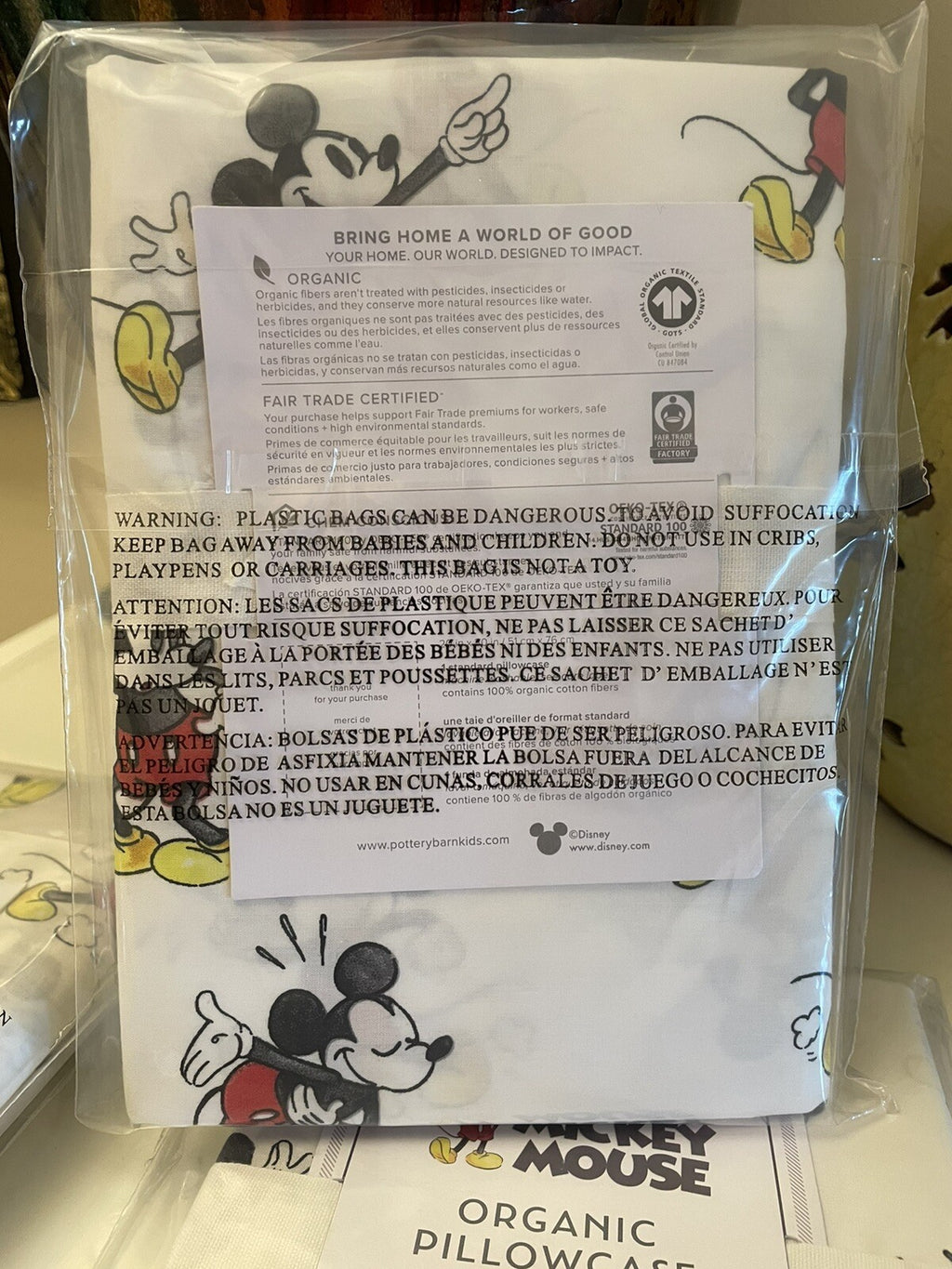 Disney Pottery Barn Mickey Mouse holiday PILLOW case birthday party school kid q