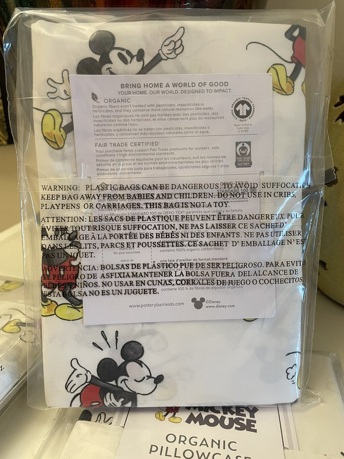 Disney Pottery Barn Mickey Mouse holiday PILLOW case birthday party school kid q