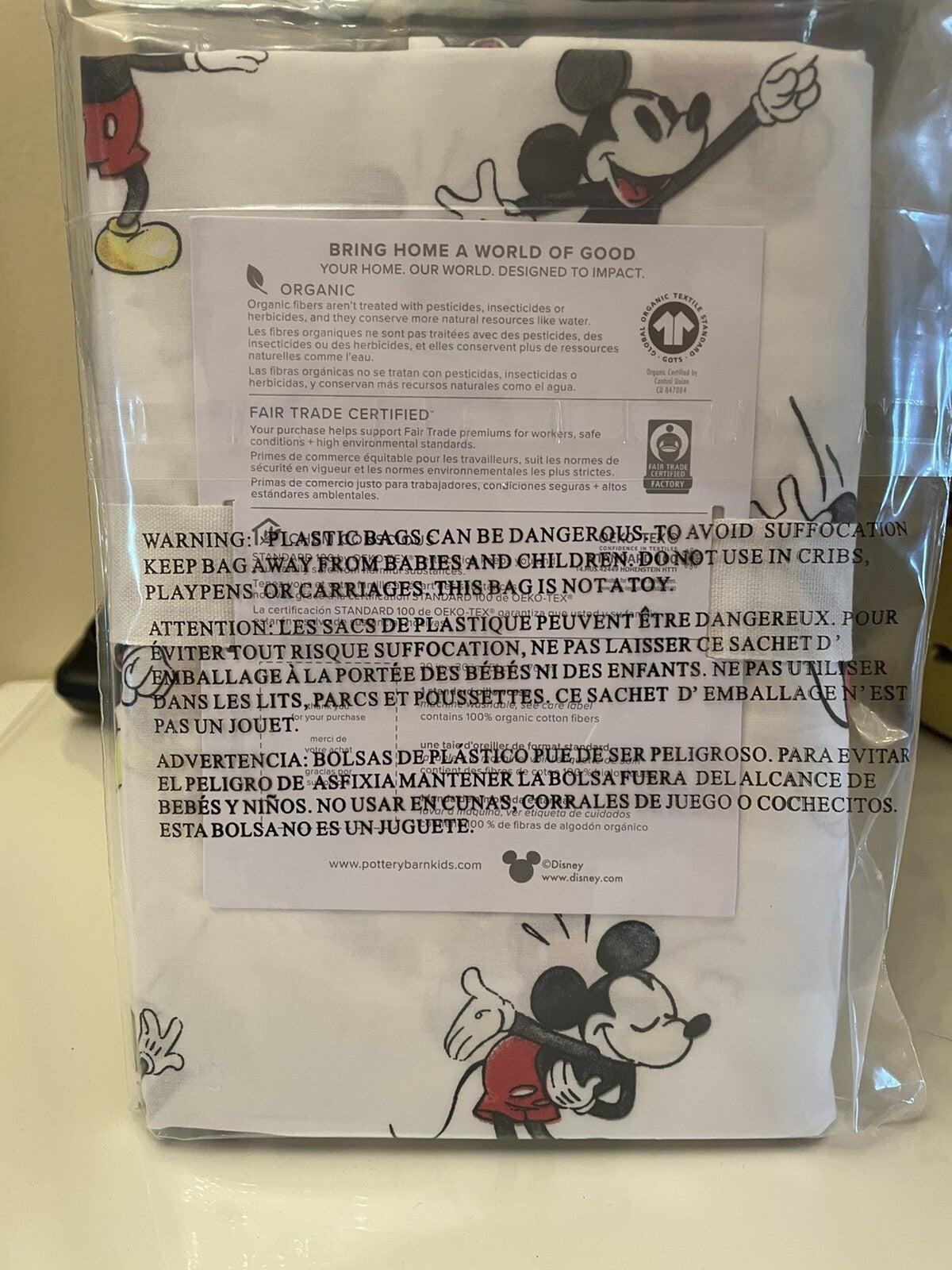 Disney Pottery Barn Mickey Mouse holiday PILLOW case birthday party school kid q