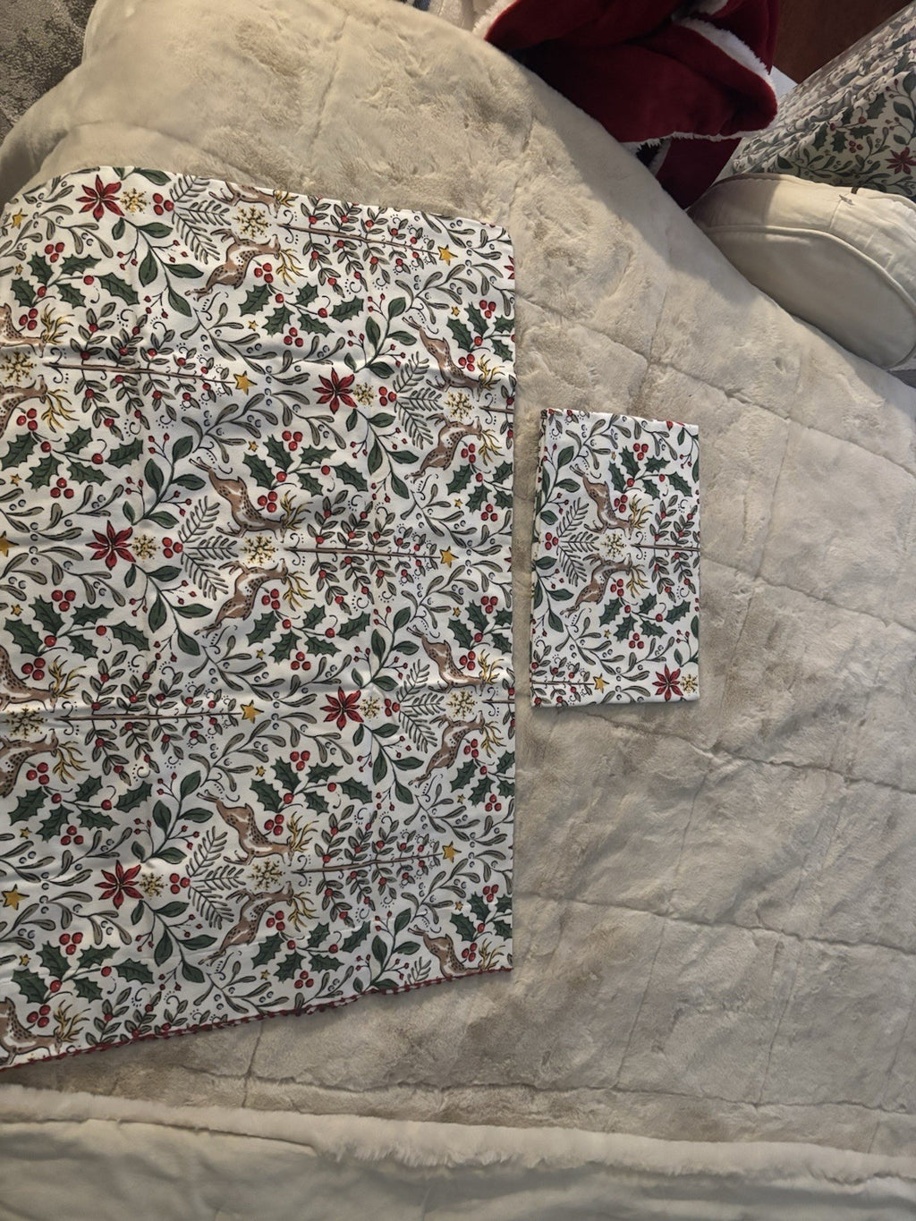 Garnet Hill holiday nutcracker Pillowcase KING Christmas party snowman SET n