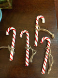 Pottery barn Holiday NAPKIN RING Candy Cane Christmas Ornament kid party SET 4 [