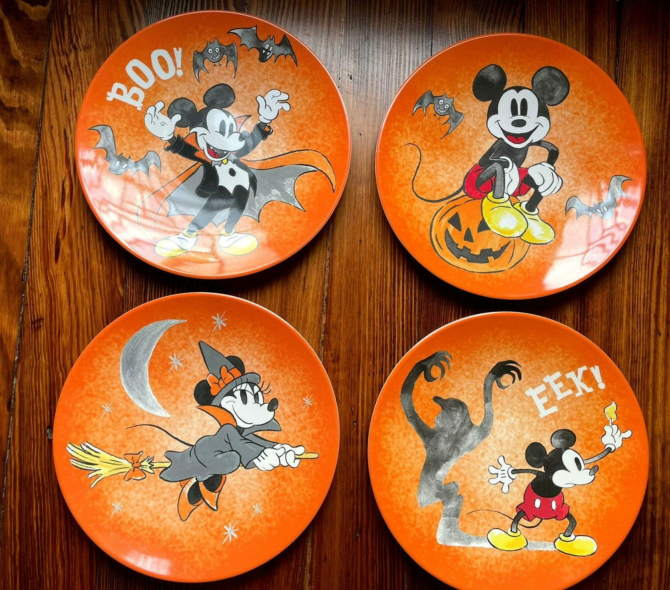Disney Pottery Barn Mickey Mouse Plate Halloween holiday Party gift kid SET 4 r