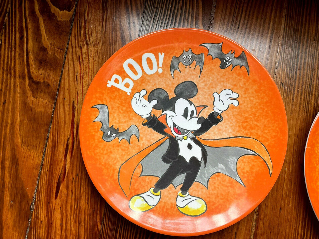 Disney Pottery Barn Mickey Mouse Plate Halloween holiday Party gift kid SET 4 r