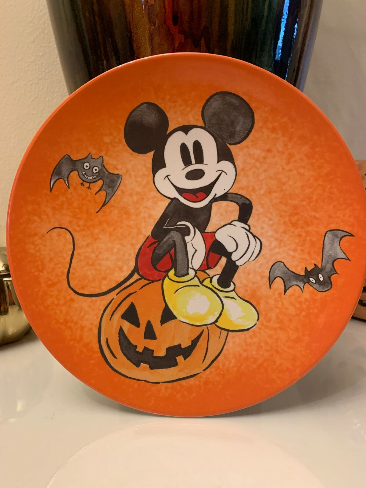 Disney Pottery Barn Mickey Mouse Plate Halloween holiday Party gift kid SET 4 r