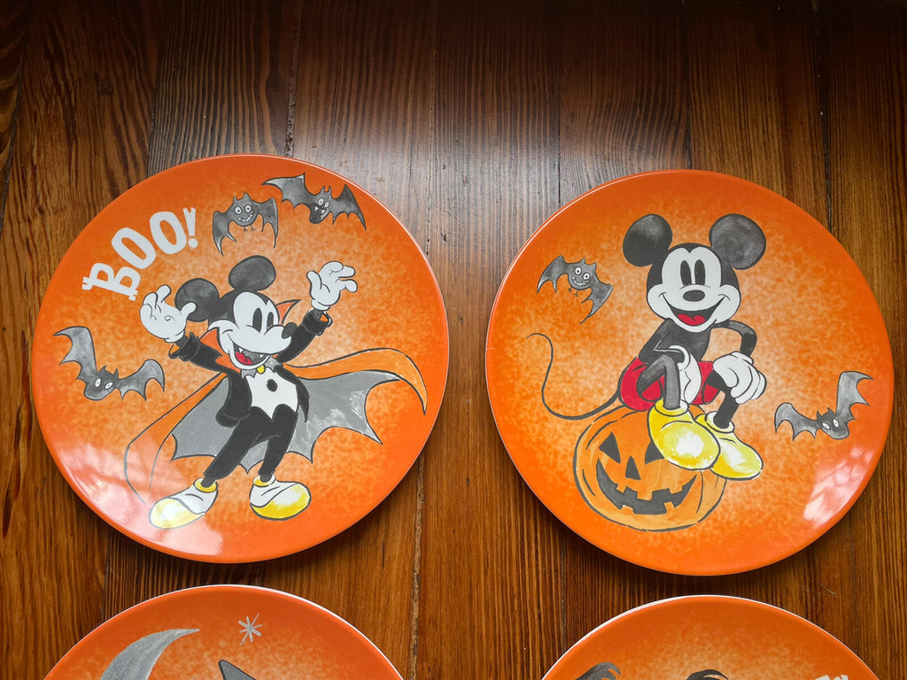 Disney Pottery Barn Mickey Mouse Plate Halloween holiday Party gift kid SET 4 r