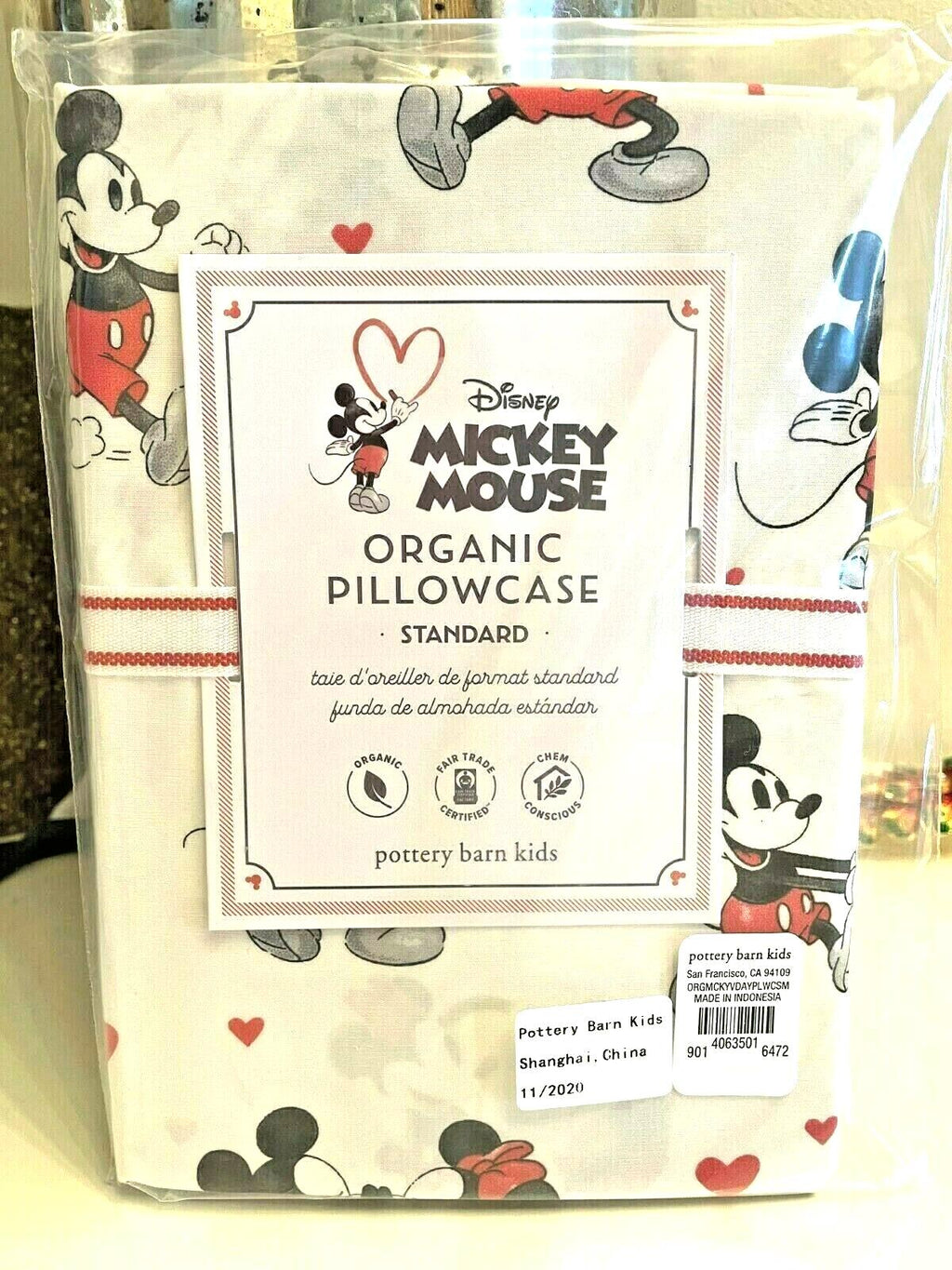 Pottery Barn holiday Disney Mickey Mouse heart rainbow Birthday Pillowcase  ?? y