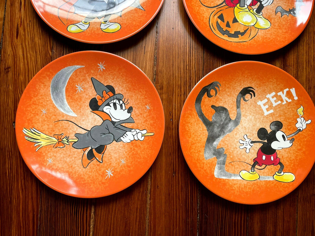 Disney Pottery Barn Mickey Mouse Plate Halloween holiday Party gift kid SET 4 r