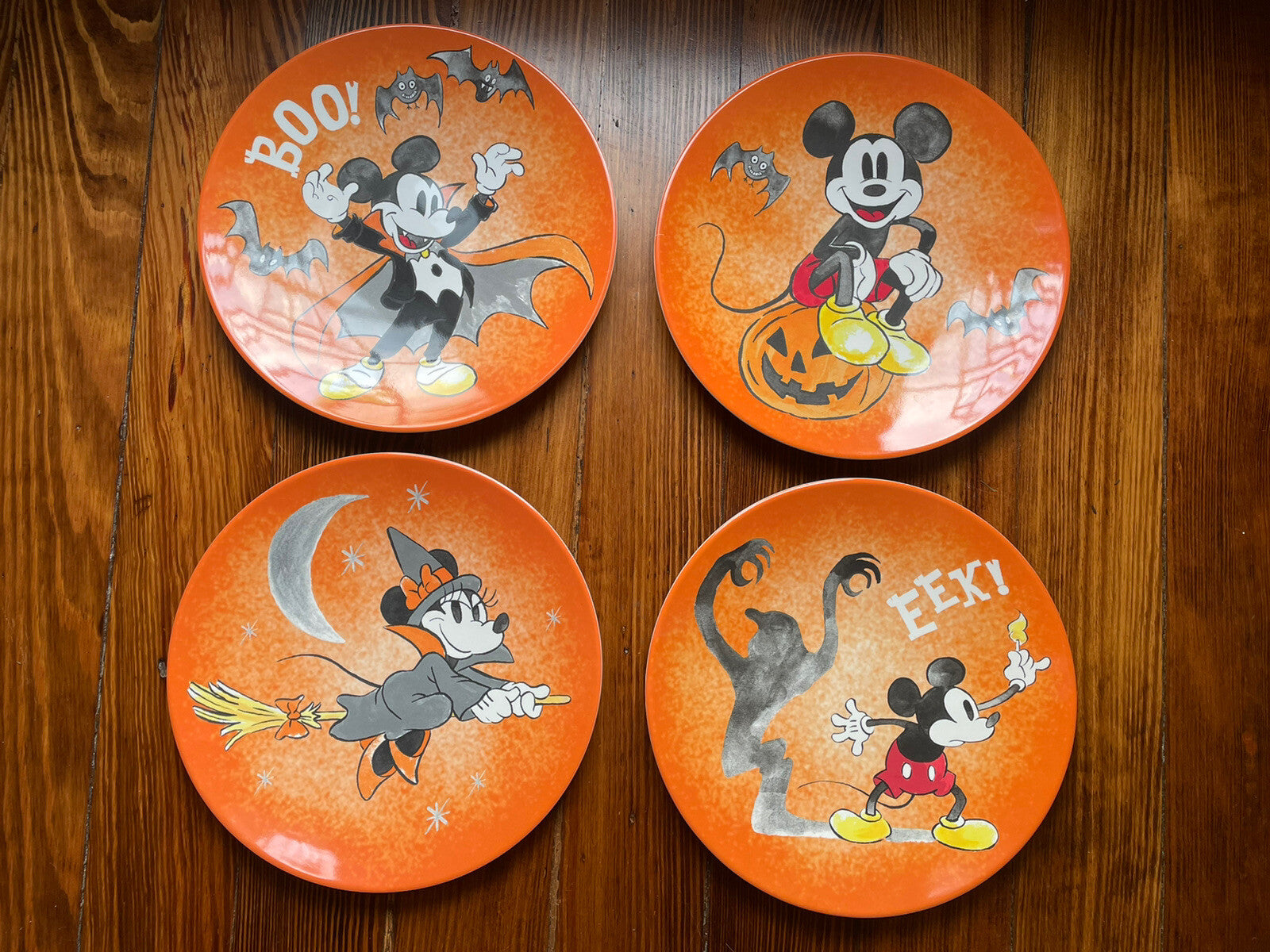 Disney Pottery Barn Mickey Mouse Plate Halloween holiday Party gift kid SET 4 r