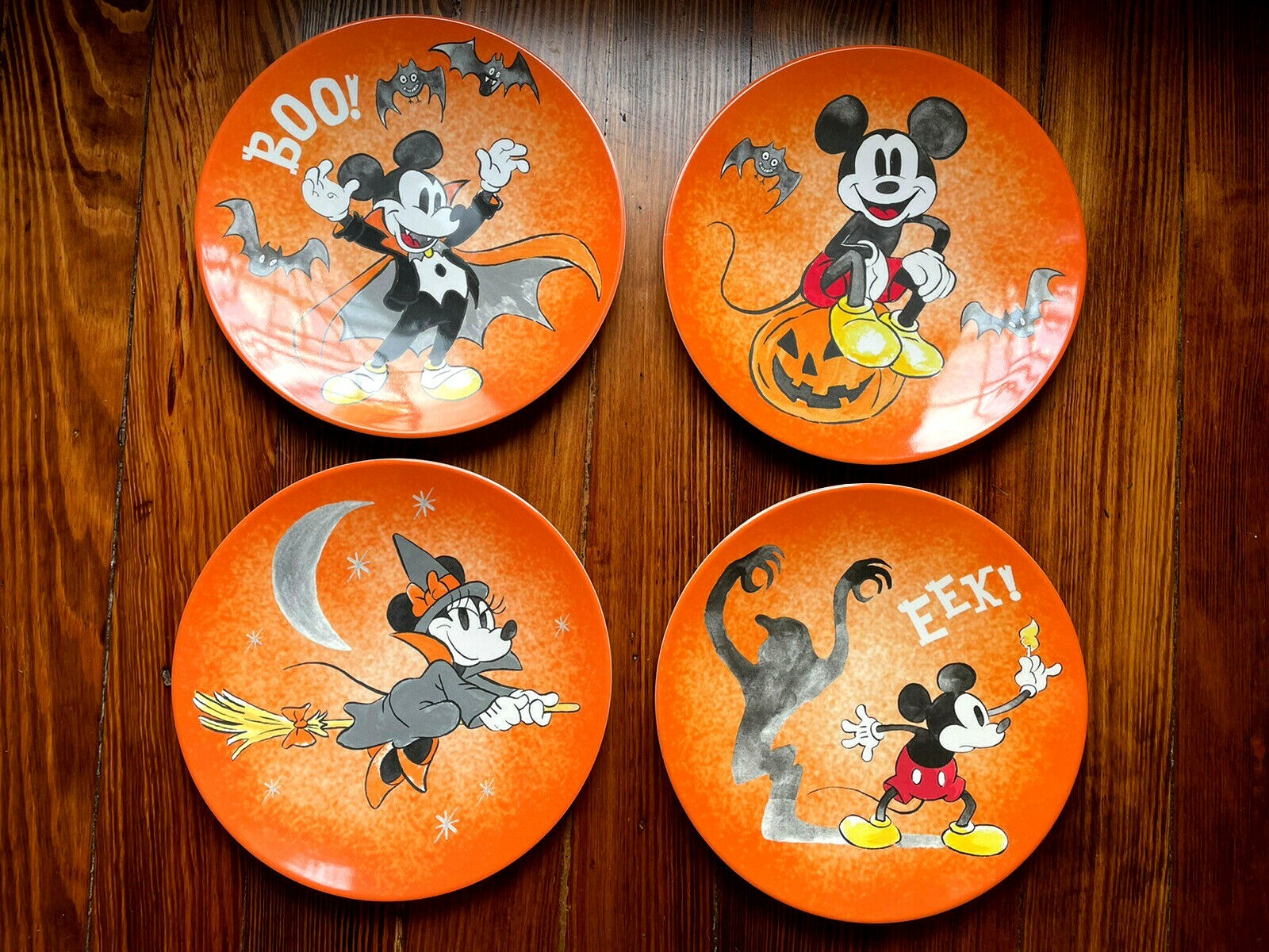 Disney Pottery Barn Mickey Mouse Plate Halloween holiday Party gift kid SET 4 r