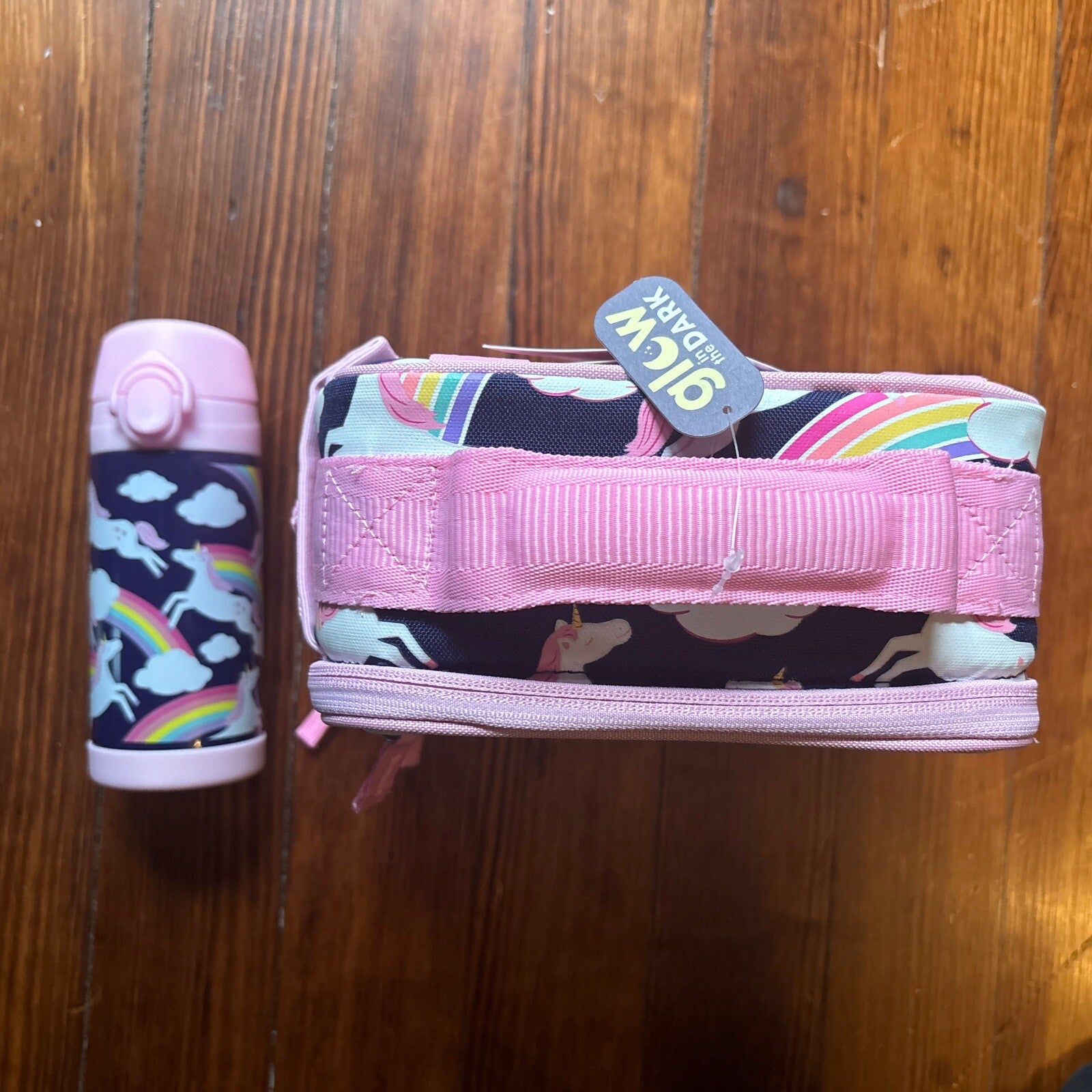 Pottery Barn LUNCH BOX BAG Disney School +WATER BOTTLE+ICE rainbow pink set .