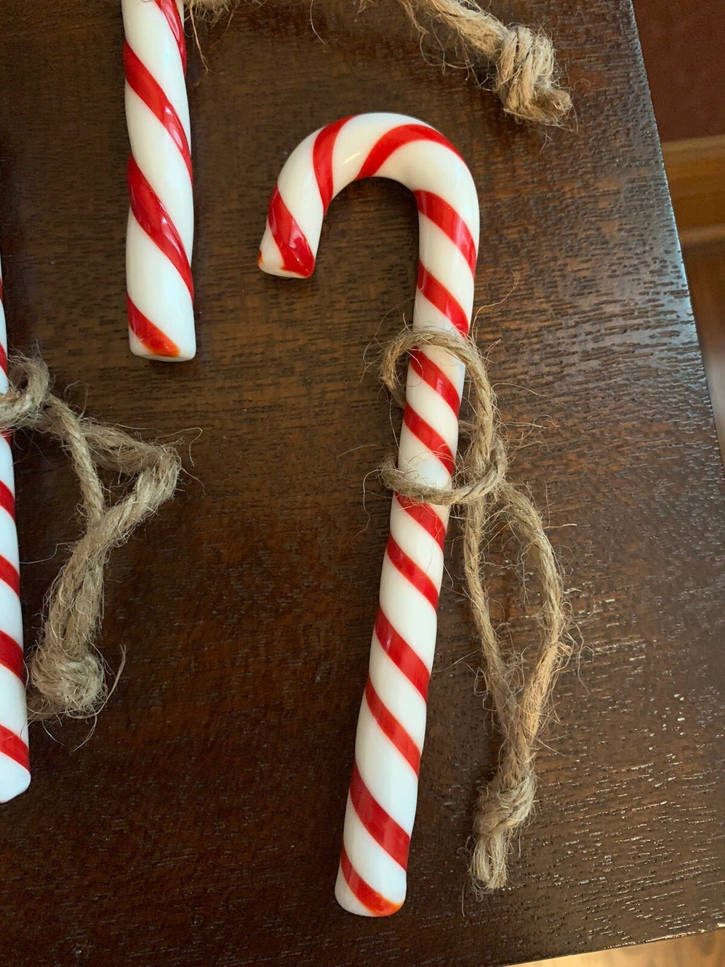 Pottery barn Holiday NAPKIN RING Candy Cane Christmas Ornament kid party SET 4 [