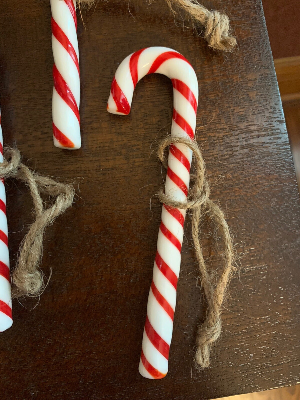 Pottery barn Holiday NAPKIN RING Candy Cane Christmas Ornament kid party SET 4 [