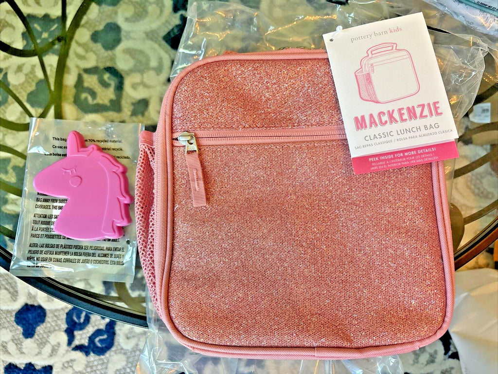 Pottery Barn LUNCH BOX BAG School Glitter+ Unicorn Barbie girl Travel SET h