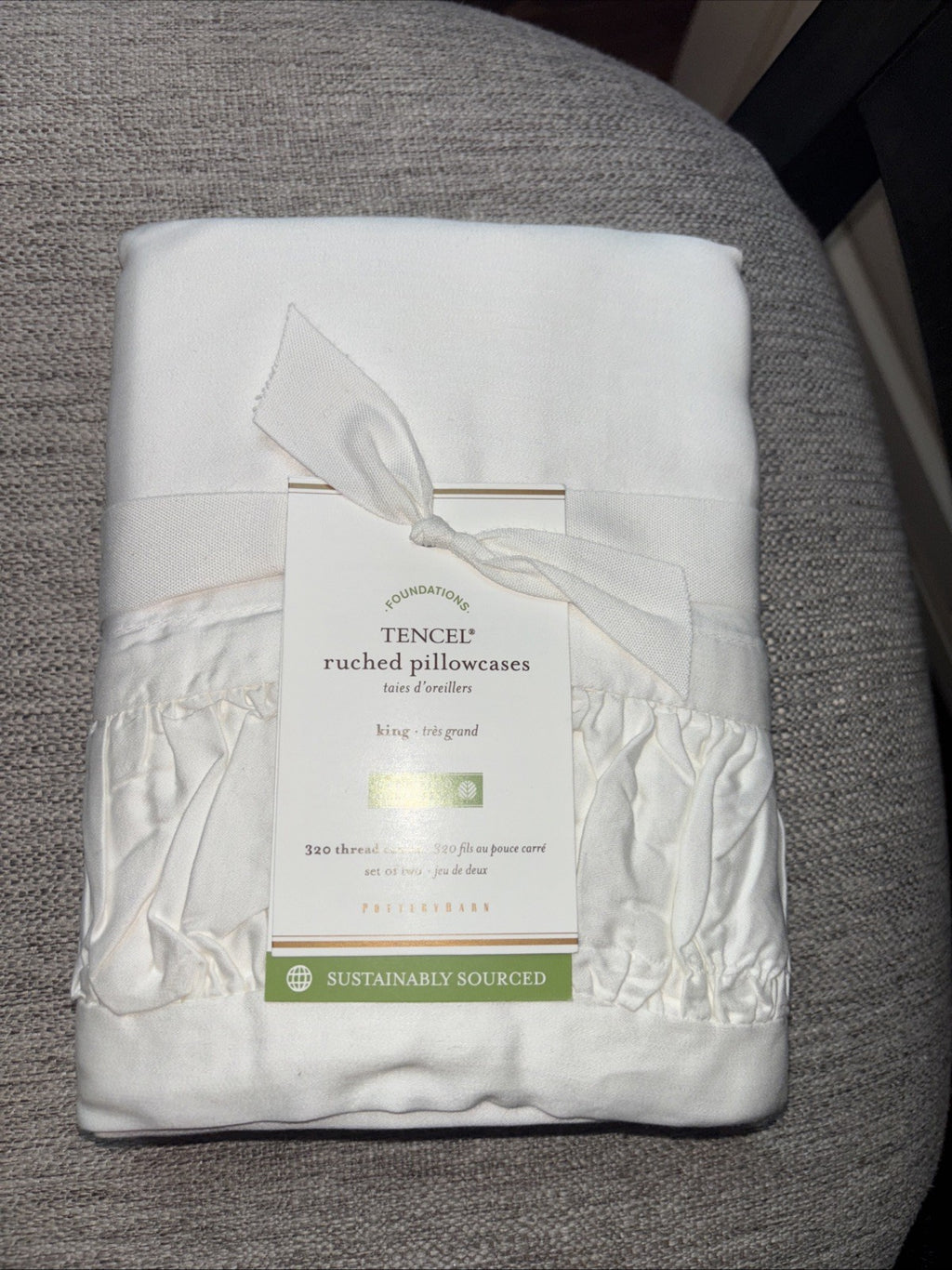 Pottery Barn holiday Disney White Ruffle KING gift party Pillowcase SET 2  q
