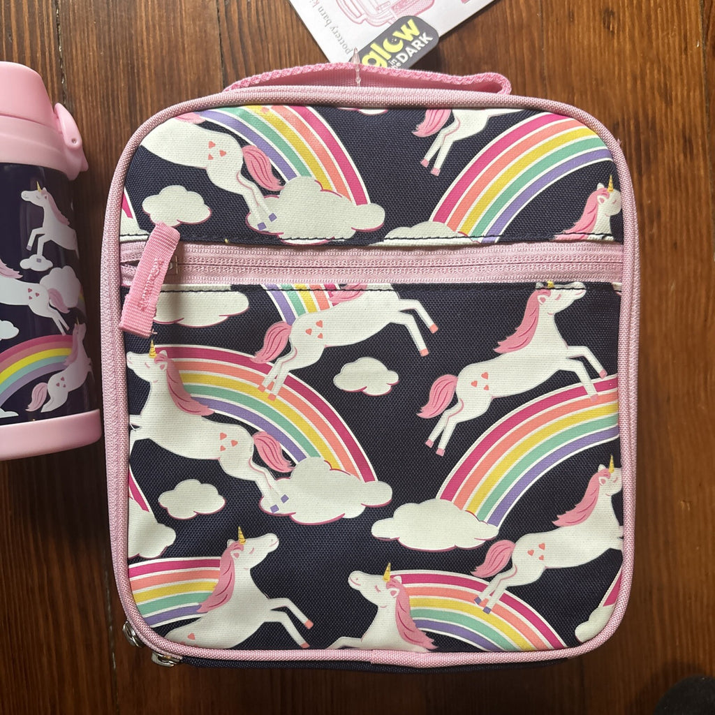Pottery Barn LUNCH BOX BAG Disney School +WATER BOTTLE+ICE rainbow pink set .