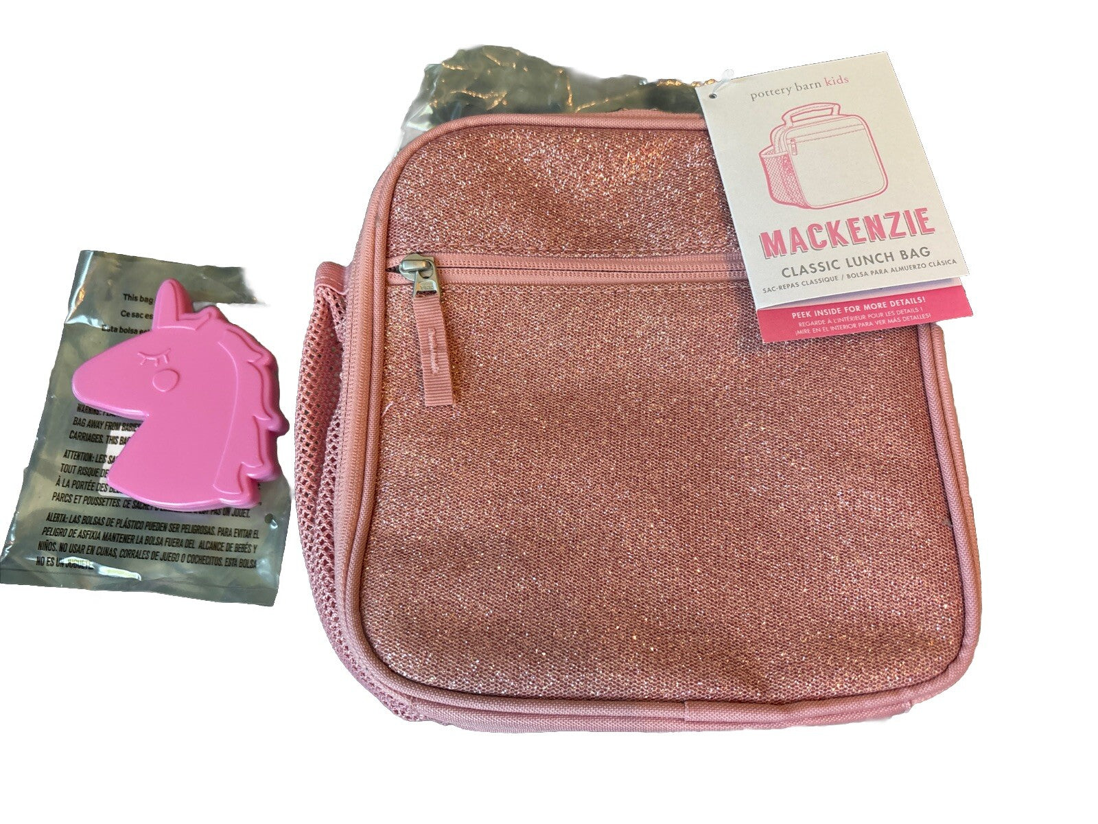 Pottery Barn LUNCH BOX BAG School Glitter+ Unicorn Barbie girl Travel SET h