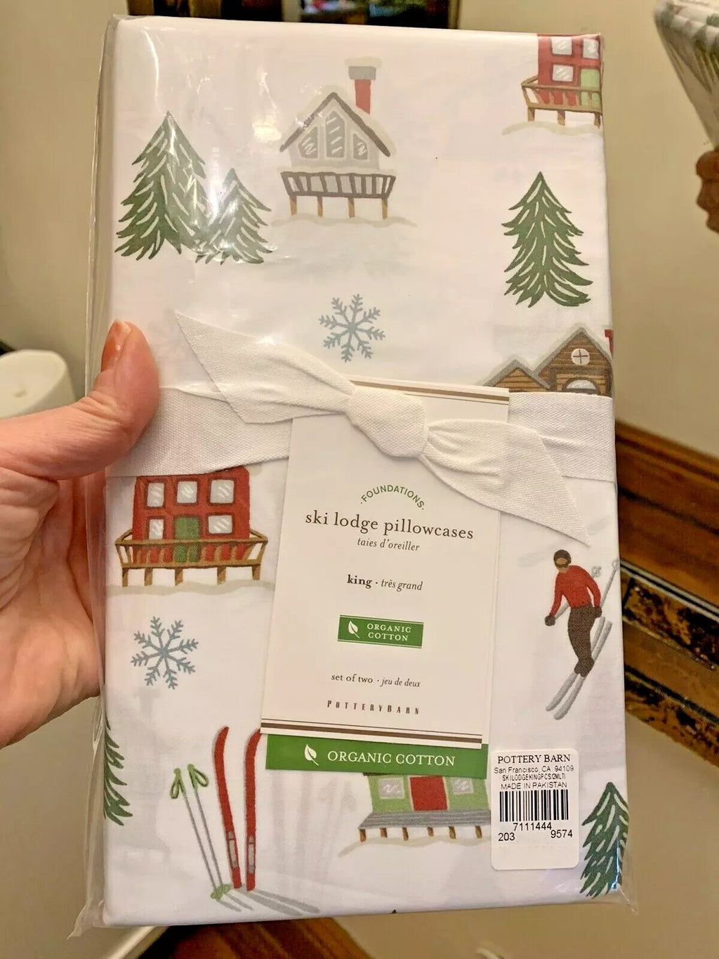 pottery barn Holiday Pillowcase KING Ski Birthday Christmas Disney gift SET 2 q