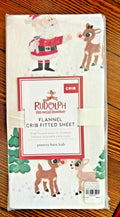 Disney Pottery barn Holiday Rudolph Crib Toddler SHEET baby Santa gift Winter '