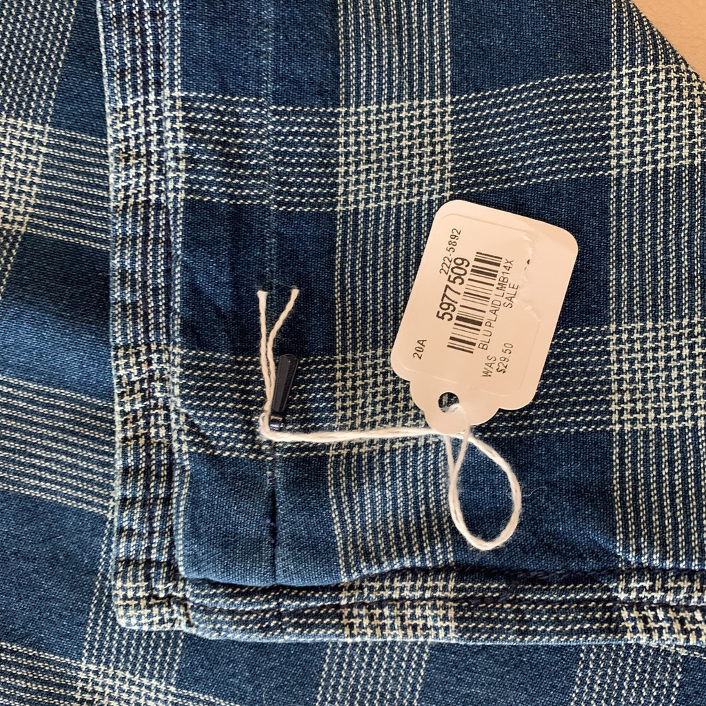 Pottery Barn Plaid Pillow Sham Disney holiday party gift blue check buffalo 1