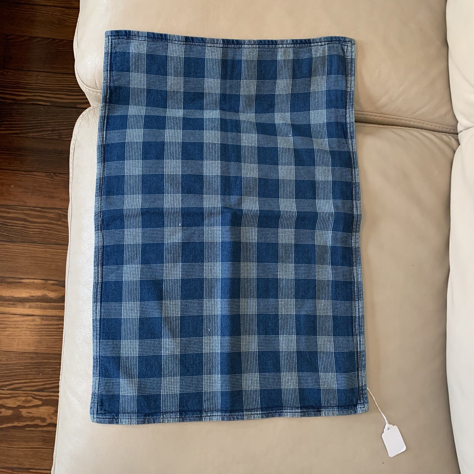 Pottery Barn Plaid Pillow Sham Disney holiday party gift blue check buffalo 1