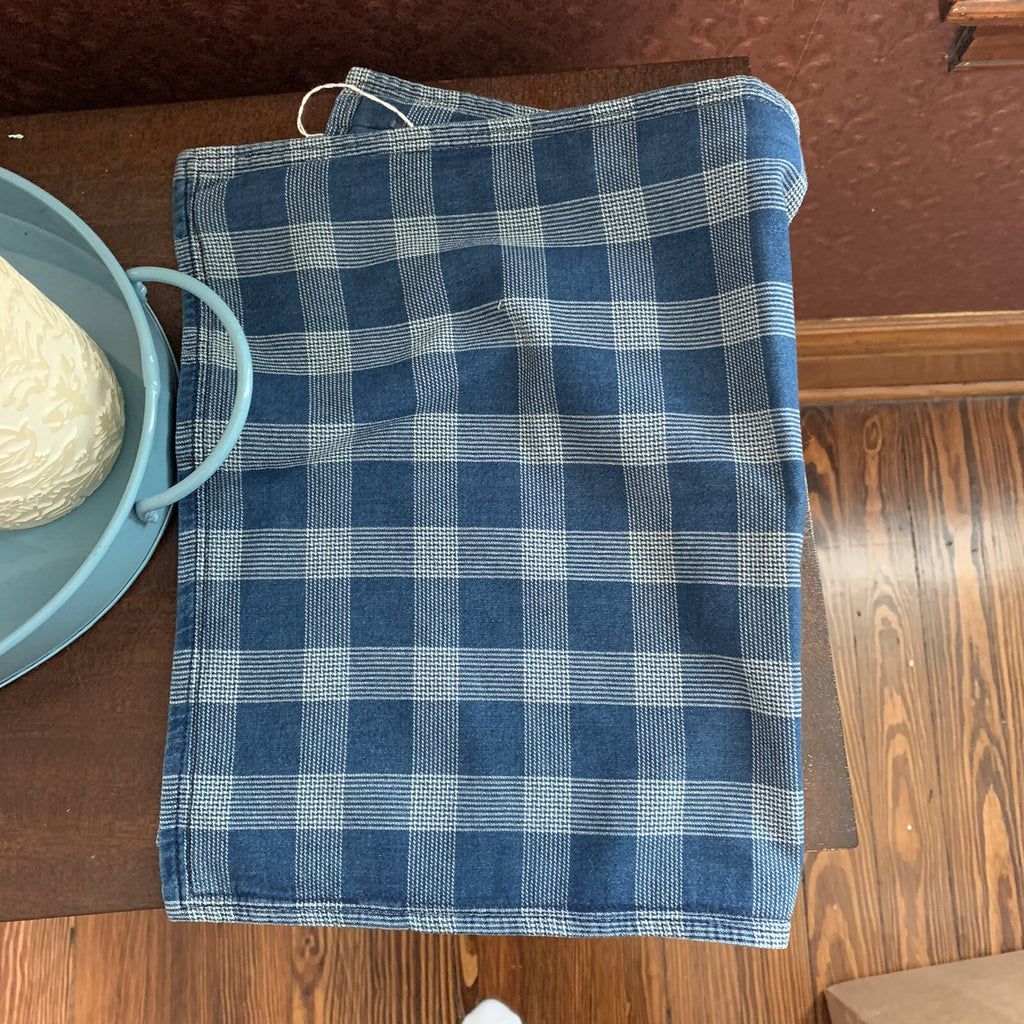 Pottery Barn Plaid Pillow Sham Disney holiday party gift blue check buffalo 1