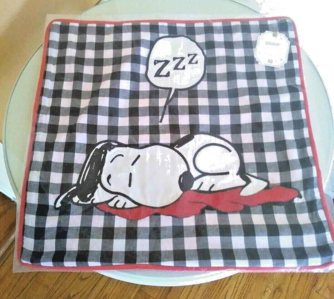 Pottery Barn Snoopy Disney Peanuts pillow Sham plaid kids dog holiday gift 1