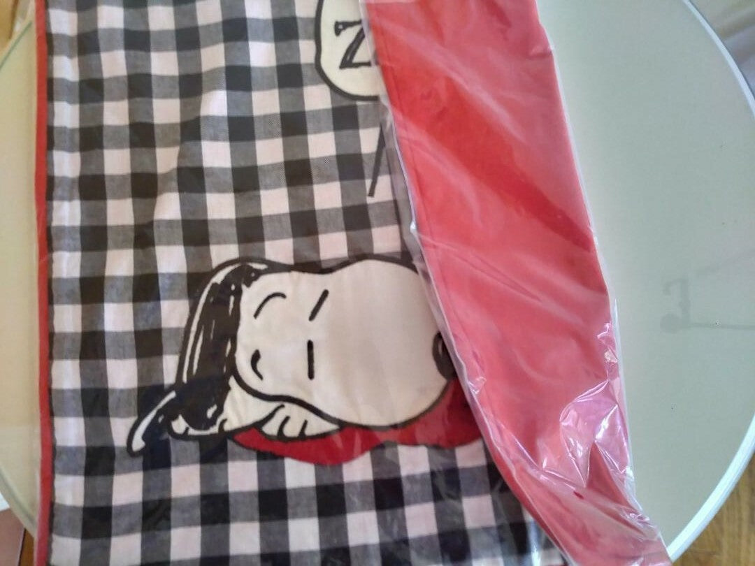 Pottery Barn Snoopy Disney Peanuts pillow Sham plaid kids dog holiday gift 1