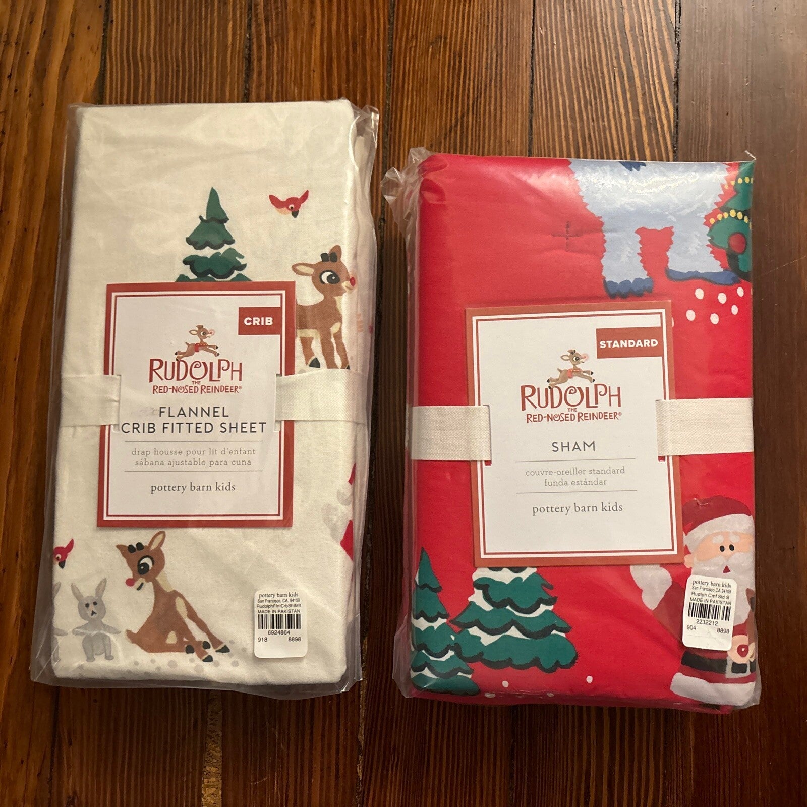 Disney Pottery barn Holiday Rudolph Crib Toddler SHEET baby Santa gift Winter '