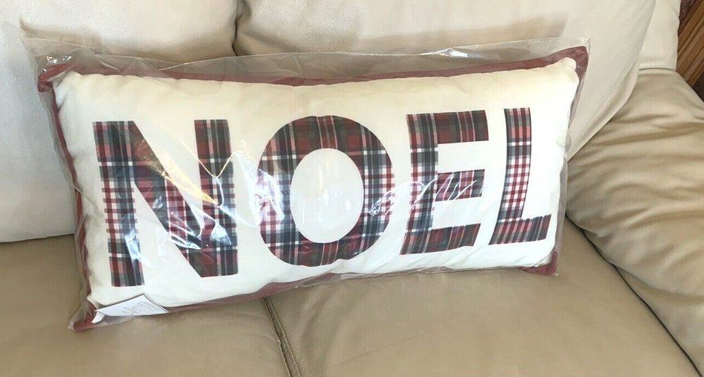 Pottery Barn Holiday Plaid Christmas Pillow Noel Disney party gift Birthday q