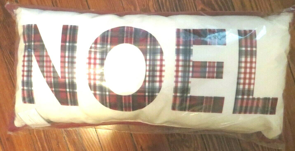 Pottery Barn Holiday Plaid Christmas Pillow Noel Disney party gift Birthday q