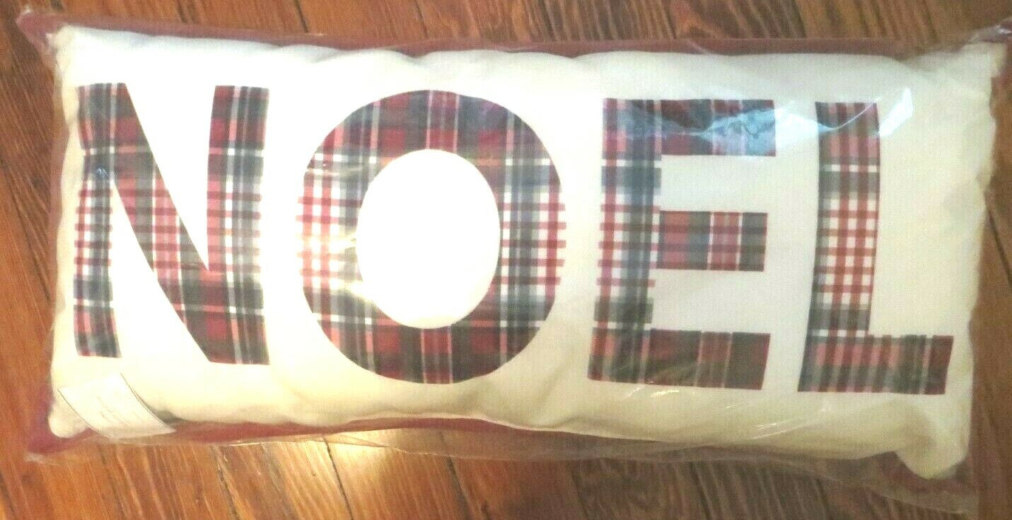 Pottery Barn Holiday Plaid Christmas Pillow Noel Disney party gift Birthday q