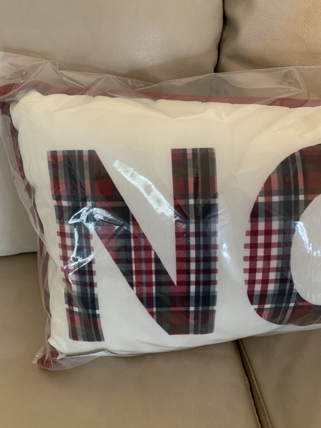 Pottery Barn Holiday Plaid Christmas Pillow Noel Disney party gift Birthday q