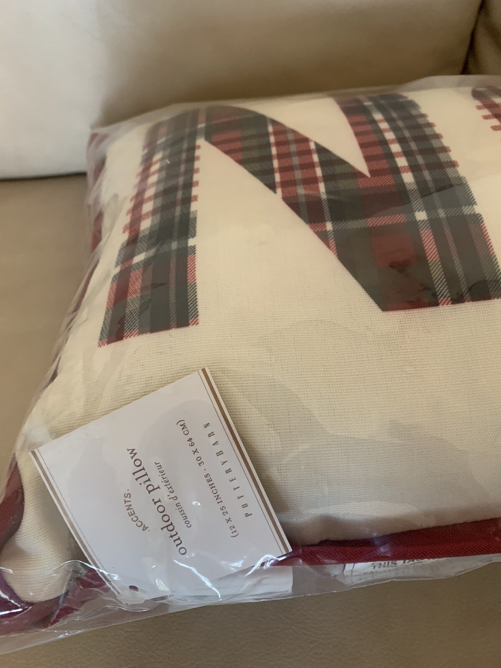Pottery Barn Holiday Plaid Christmas Pillow Noel Disney party gift Birthday q