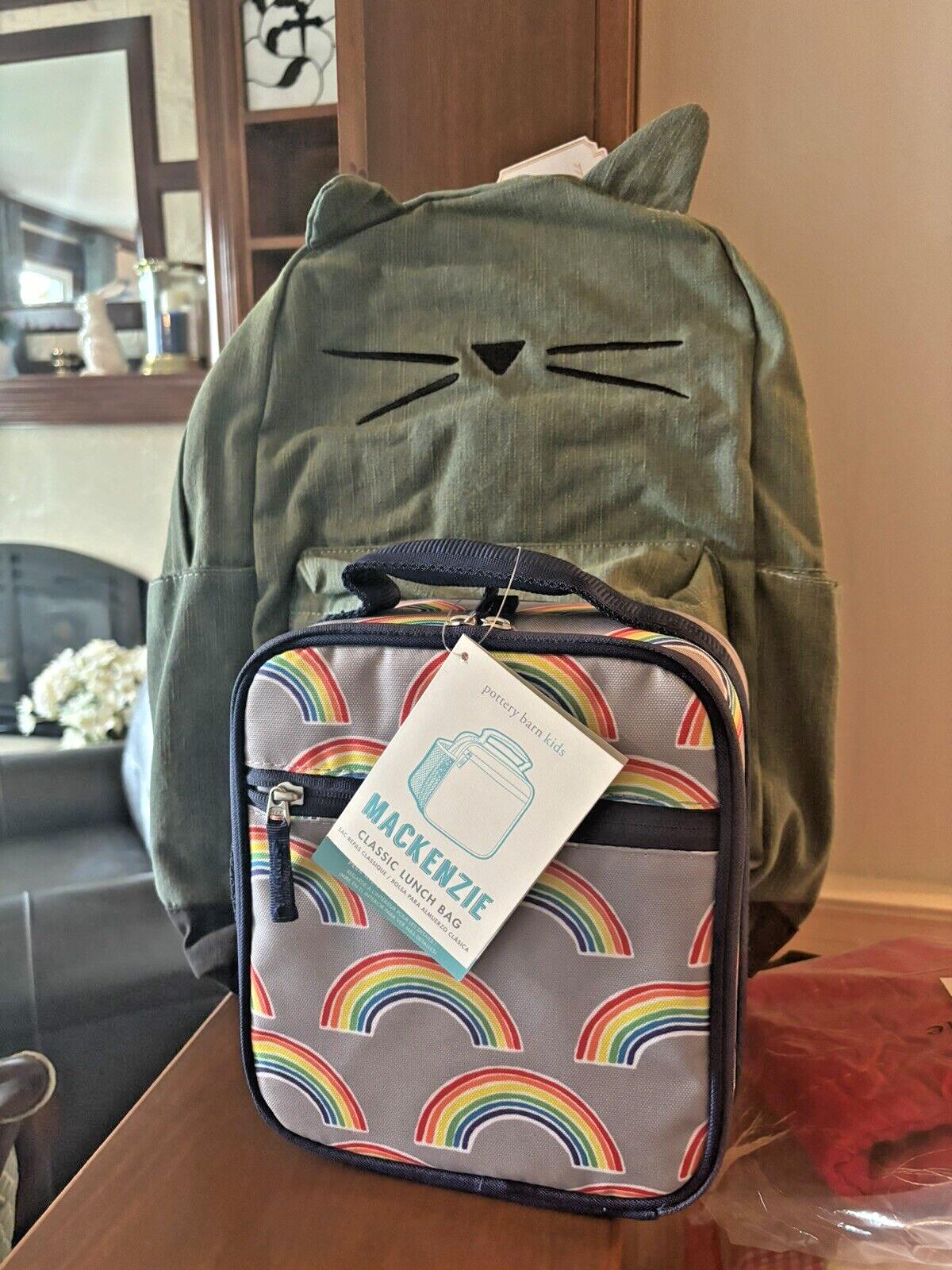 Disney School Pottery barn LARGE BACKPACK + LUNCH Emily Merritt rainbow cat ?? .