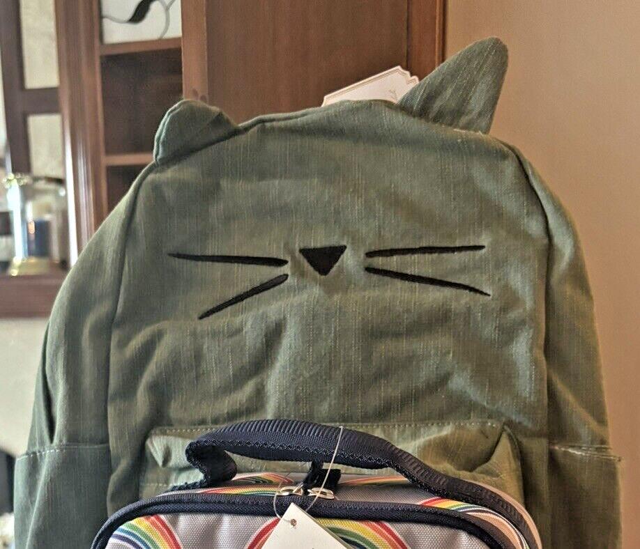 Disney School Pottery barn LARGE BACKPACK + LUNCH Emily Merritt rainbow cat ?? .