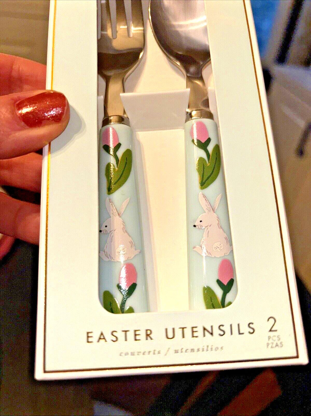 Pottery Barn Holiday Easter Floral Utensil Party School disney Gift Set bunny 1