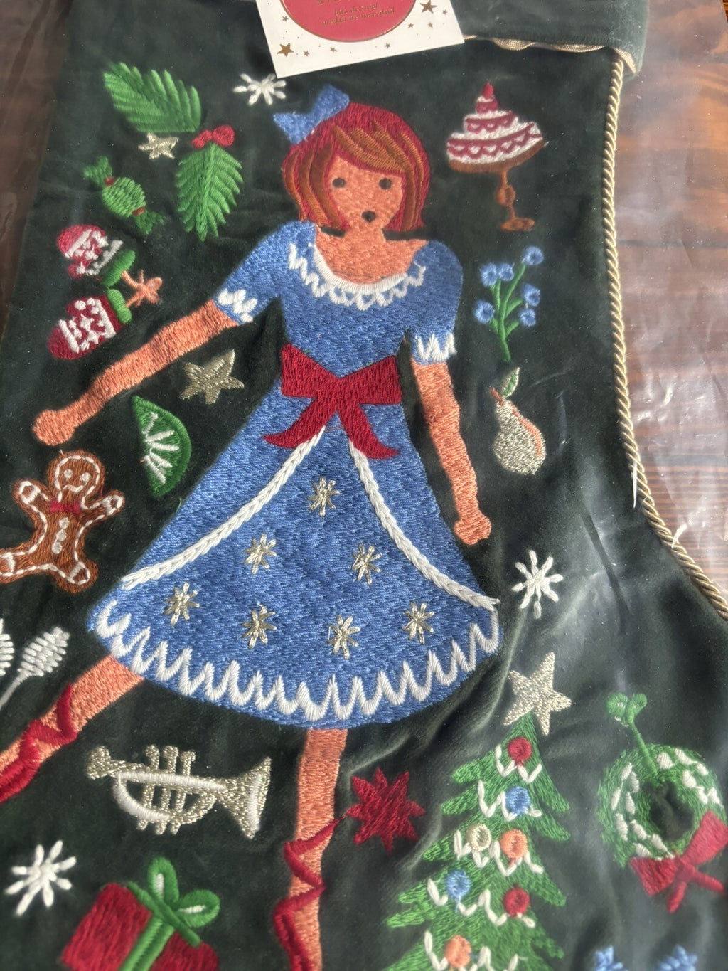 Pottery Barn Disney Holiday Doll Nutcracker Velvet Christmas stocking gift kid -