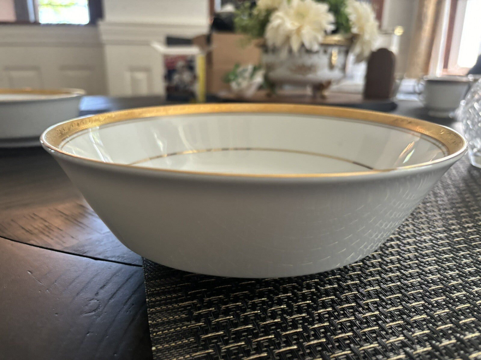 NORITAKE CRESTWOOD GOLD PORCELAIN serving bowl holiday party Wedding Girl SET 2