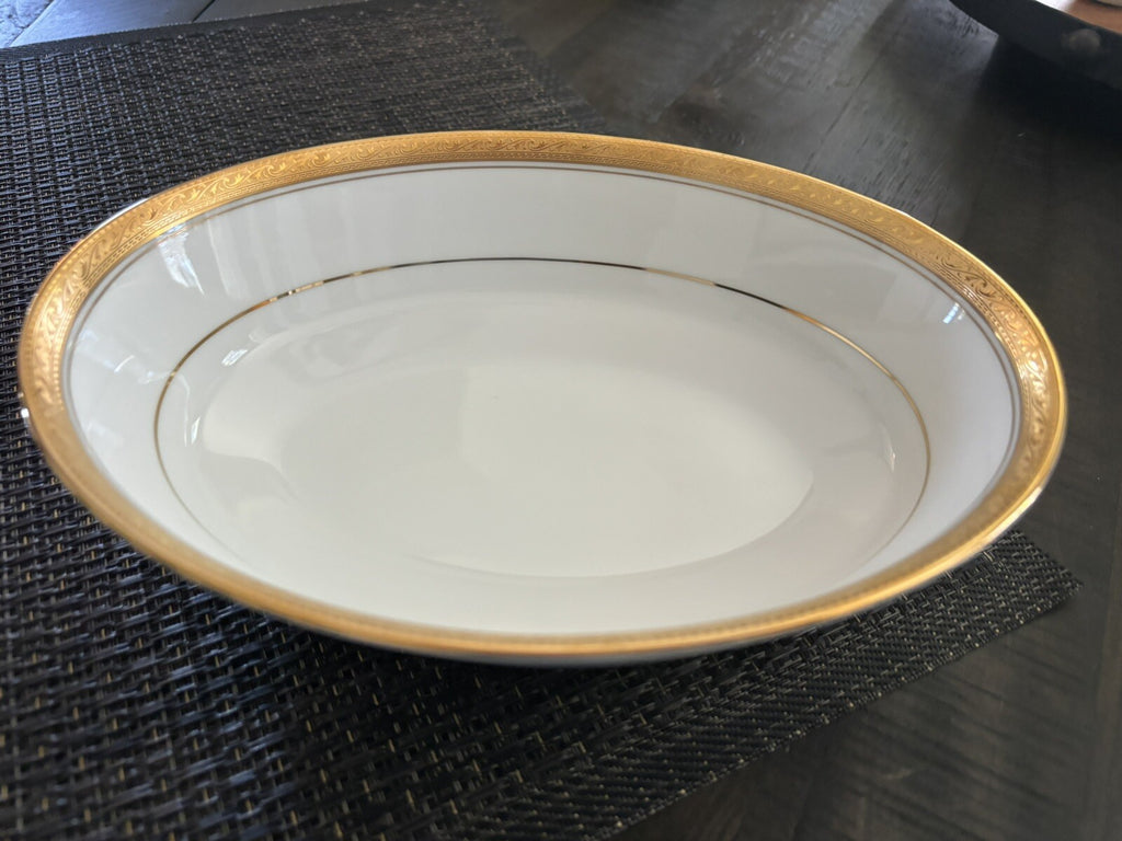 NORITAKE CRESTWOOD GOLD PORCELAIN serving bowl holiday party Wedding Girl SET 2