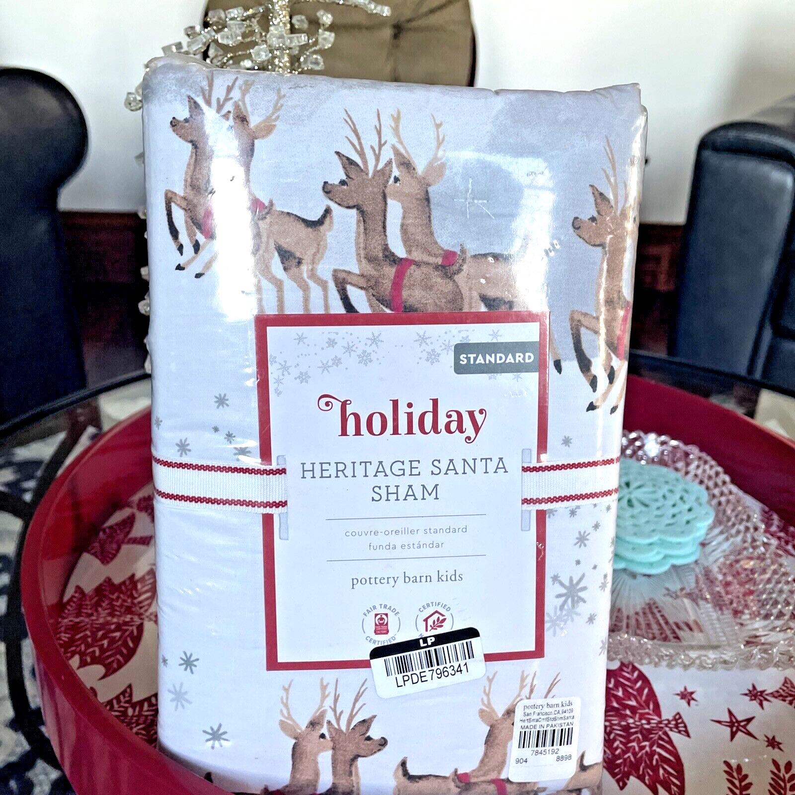 Pottery Barn Christmas Holiday Pillow SHAM Heritage Rudolph Santa Party Disney r