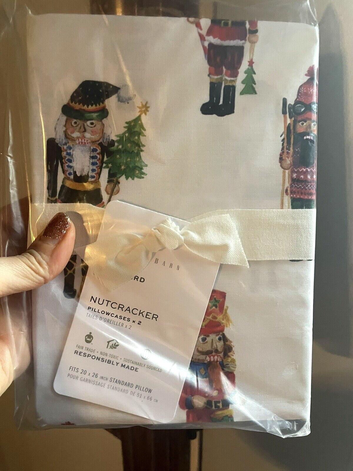 Pottery Barn holiday KING Pillowcase Nutcracker Christmas Gift Party kid SET 2 .