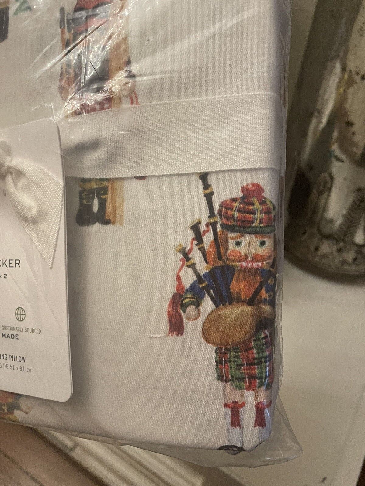 Pottery Barn holiday KING Pillowcase Nutcracker Christmas Gift Party kid SET 2 .