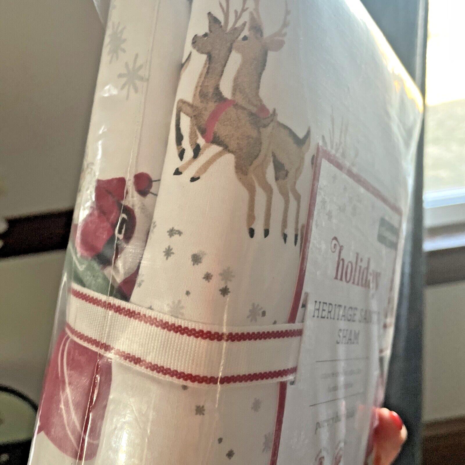 Pottery Barn Christmas Holiday Pillow SHAM Heritage Rudolph Santa Party Disney r