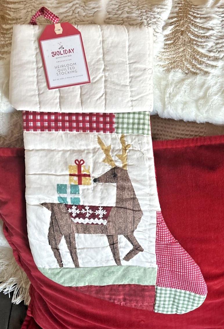 Pottery Barn Holiday Christmas stocking Plaid Deer Disney gift party Rudolph n
