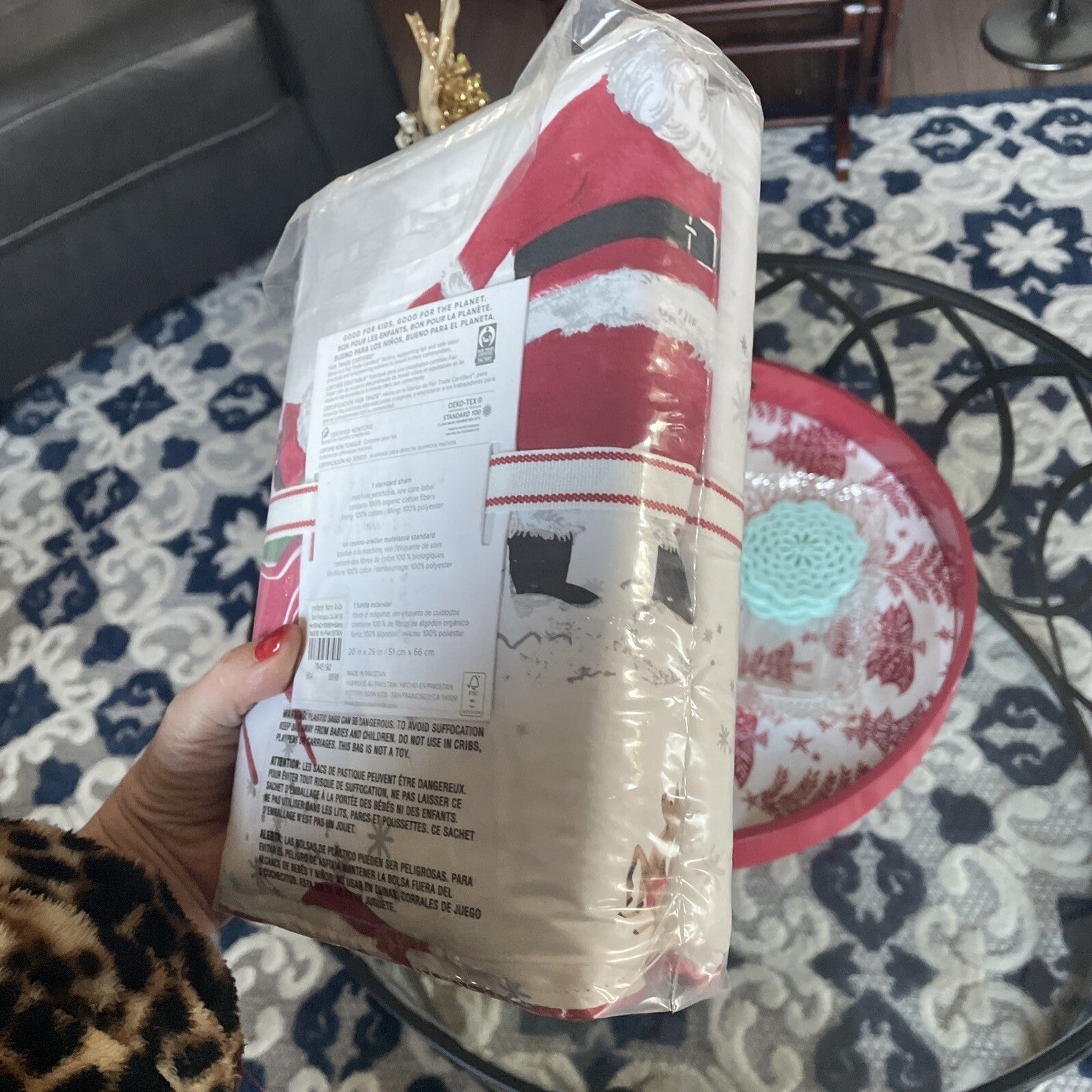 Pottery Barn Christmas Holiday Pillow SHAM Heritage Rudolph Santa Party Disney r